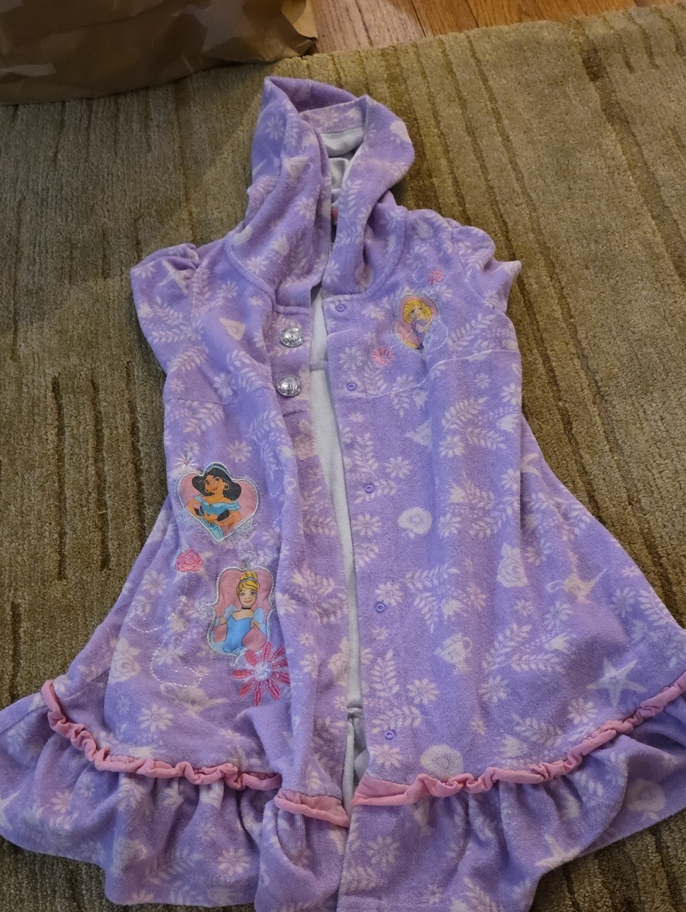 Disney Girls Light Lavender Hooded Coverup with Pink Trim